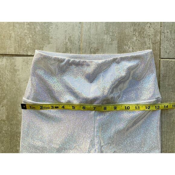 $98 GOLDSHEEP White Shimmer Hologram Full Length Leggings Festival NEW Rave S - Picture 4 of 8